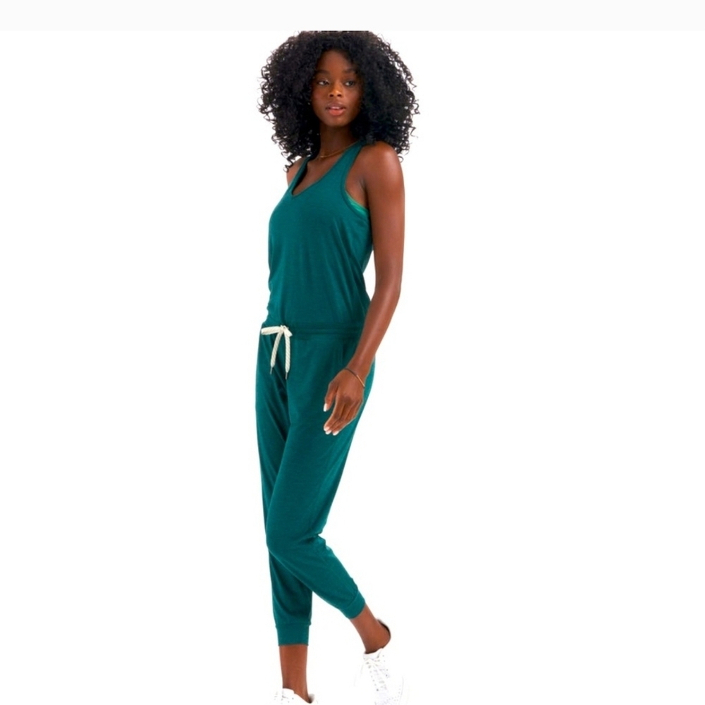 VUORI Lux Racerback Jumpsuit Jade Heather Small 💚